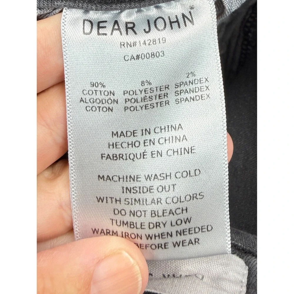 Dear John Audrey High Rise Wide Leg Jeans Empire Gray Raw Hem 27
